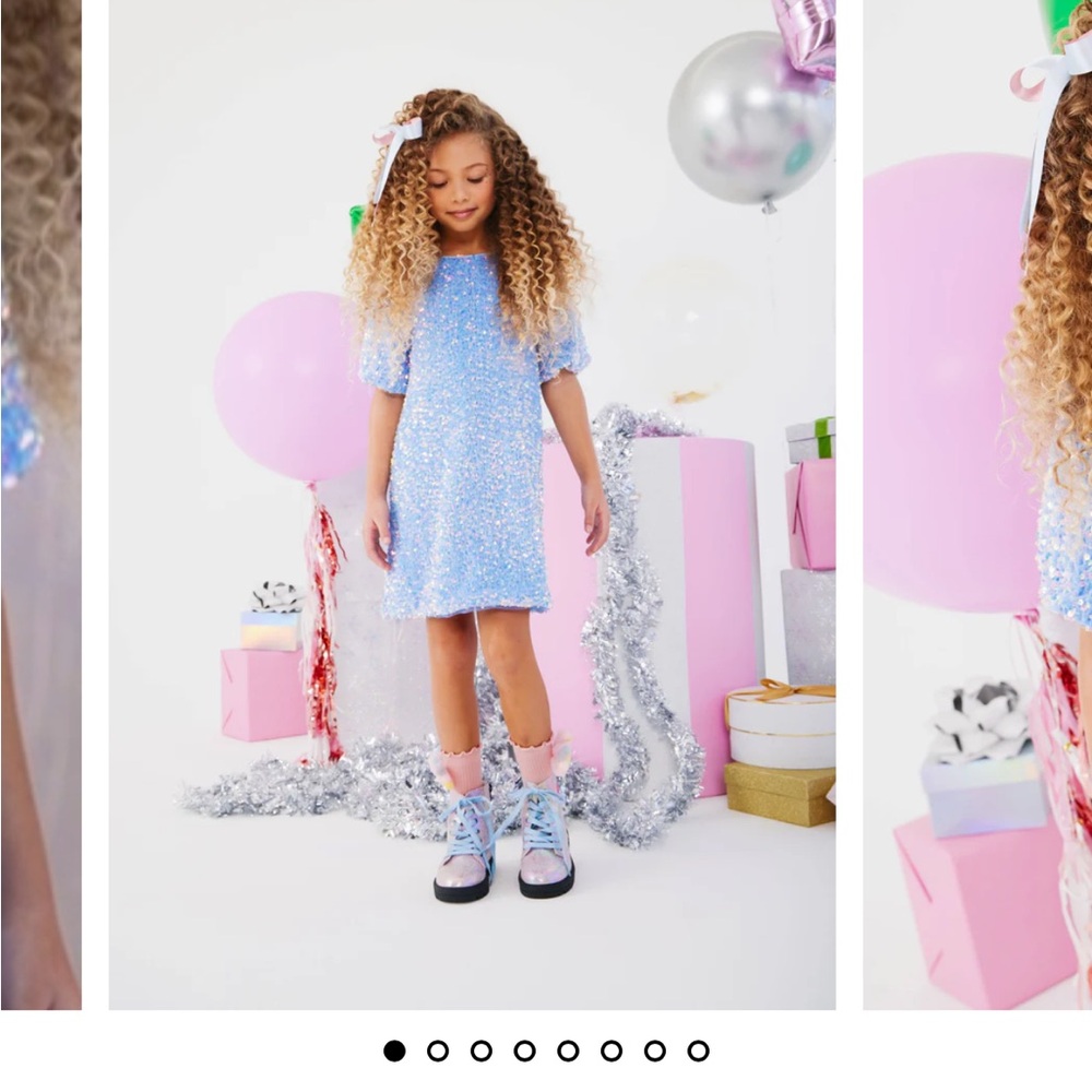 Lola + The Boys Blue Sequin Kids Dress - Picture 4 of 4